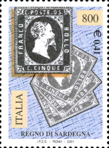Francobollo Sardegna 5 c. Nero -  2001