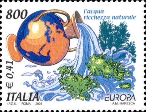 Francobollo Acqua che Sgorga da un'Anfora -  2001