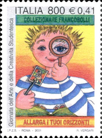 Francobollo Bambino che Osserva un Francobollo -  2001