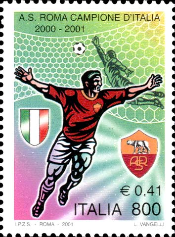 Francobollo Giocatore della Roma Esultante -  2001