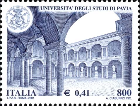Francobollo Università degli Studi di Pavia -  2001