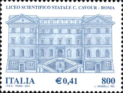 Francobollo Liceo Scientifico Cavour, a Roma -  2001