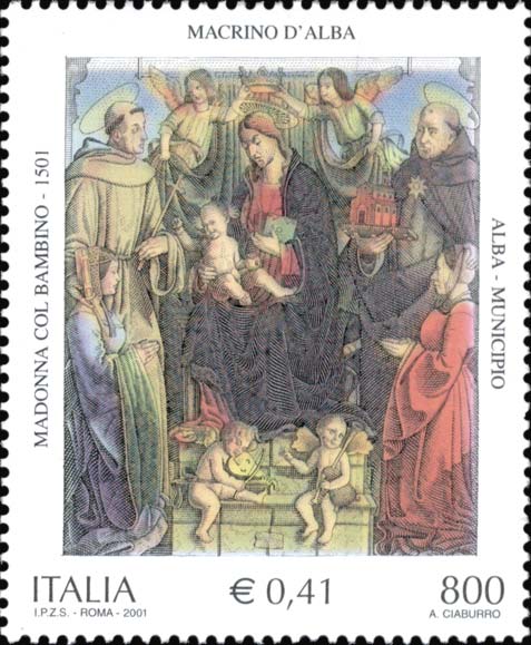 Francobollo Dipinto "Madonna col Bambino" di Macrino d'Alba -  2001