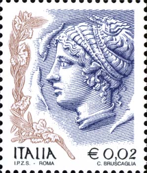 Francobollo Ritratto di Donna da Moneta Siracusana -  2002