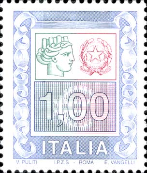 Francobollo Ornamenti e Italia Turrita -  2002