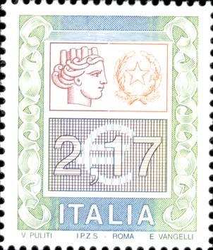 Francobollo Ornamenti e Italia Turrita -  2002