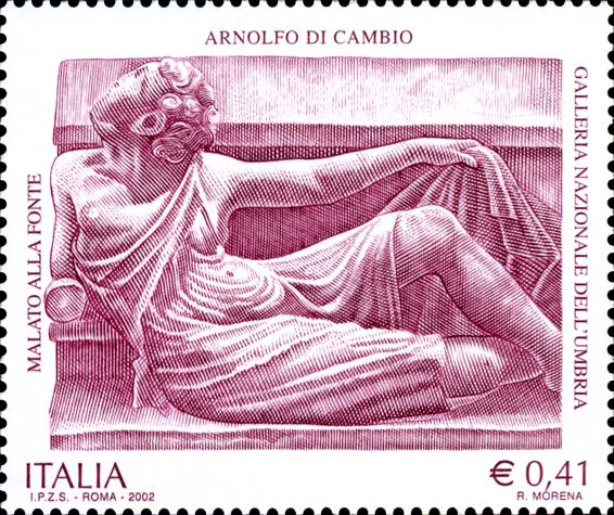 Francobollo Malato alla Fonte, Scultura di Arnolfo di Cambio -  2002