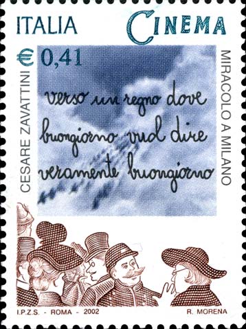 Francobollo Miracolo a Milano, Film con Cesare Zavattini -  2002