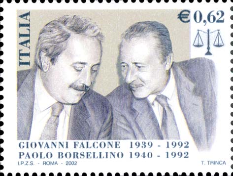 Francobollo Ritratti di Giovanni Falcone e Paolo Borsellino -  2002