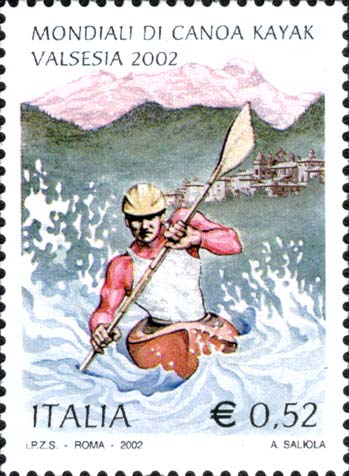 Francobollo Canoista, Sacro Monte di Varallo e Monte Rosa -  2002