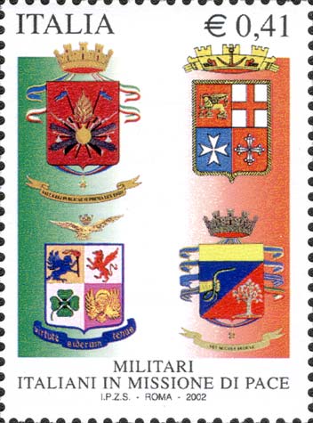 Francobollo Tricolore e Stemmi delle Forze Armate Italiane -  2002
