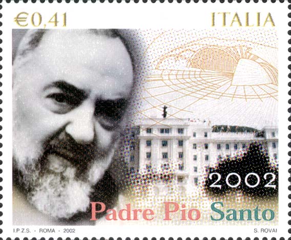 Francobollo Ritratto di Padre Pio e Ospedale da Lui Fondato -  2002