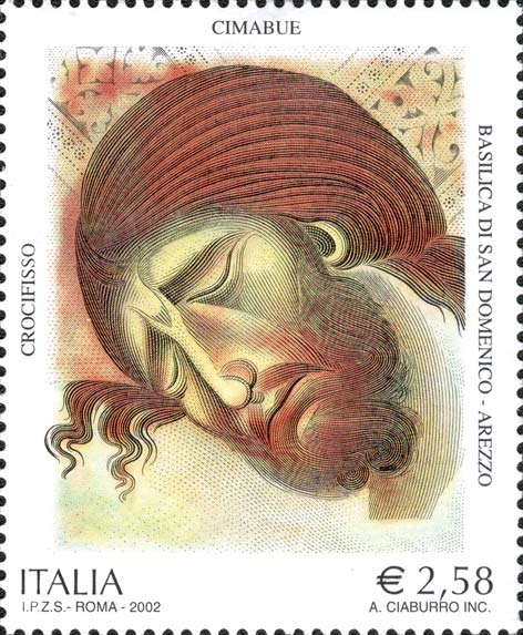 Francobollo Crocifisso, Opera di Cimabue -  2002