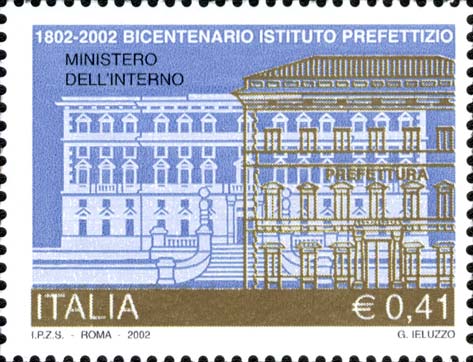 Francobollo Stilizzazione del Palazzo del Ministero dell'Interno e di una Prefettura -  2002