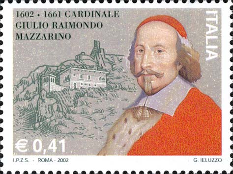 Francobollo Ritratto del Cardinale Mazzarino e Collina di Pescina -  2002