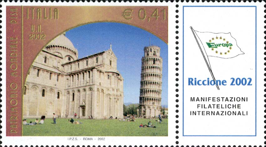 Francobollo Piazza dei Miracoli, a Pisa -  2002