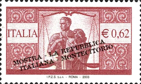 Francobollo Francobollo della Serie Democratica da 100 L. con Dicitura della Mostra Filatelica -  2003