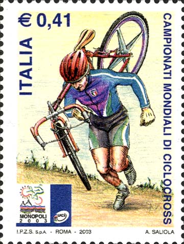 Francobollo Atlela di Ciclocross con Bicicletta -  2003