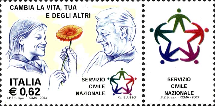 Francobollo Volontaria e Anziano -  2003