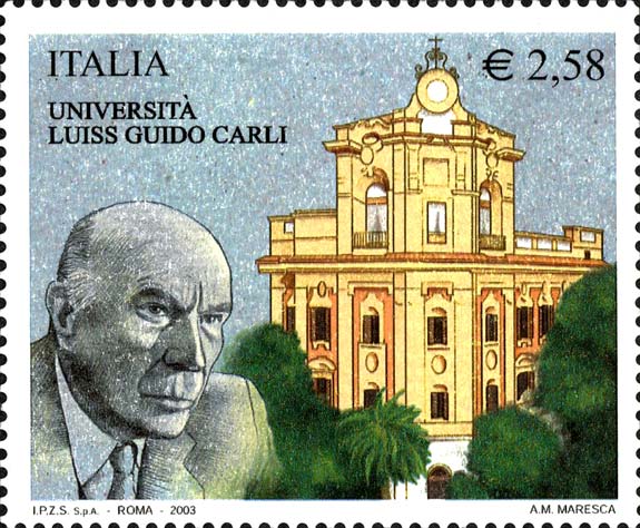 Francobollo Università e Ritratto di Guido Carli -  2003