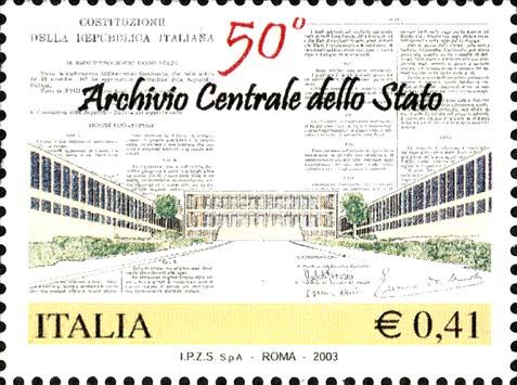 Francobollo Archivio Centrale dello Stato e Costituzione Italiana -  2003