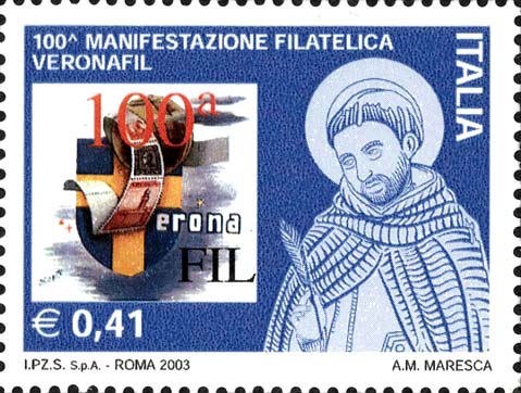 Francobollo Logo della Manifestazione e Ritratto di San Pietro Martire da Verona -  2003