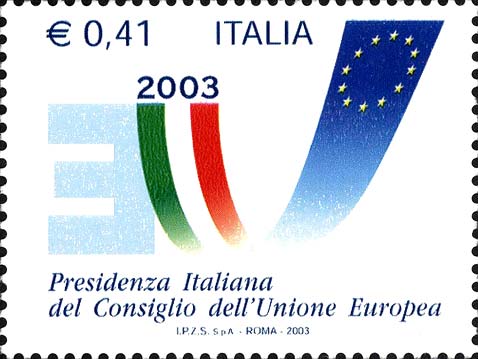 Francobollo Bandiera Italiana e dell'Unione Europea -  2003