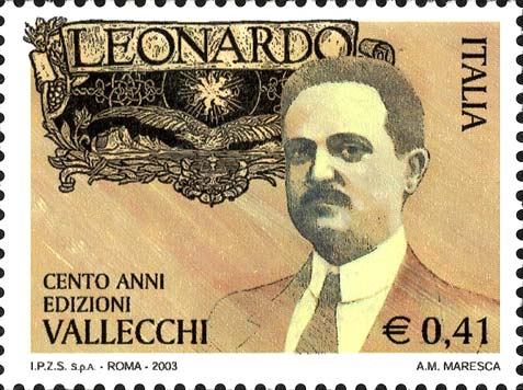 Francobollo Ritratto di Attilio Vallecchi e Testata della Rivista "Leonardo" -  2003