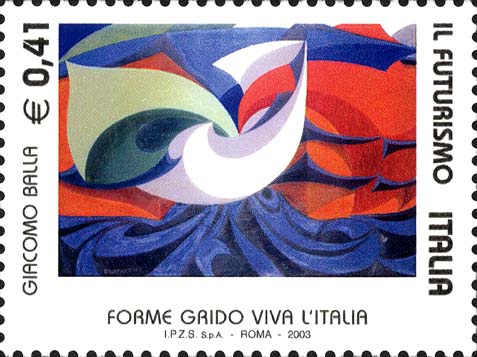 Francobollo Dipinto "Forme Grido Viva l'Italia", di Giacomo Balla -  2003