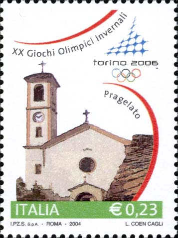 Francobollo Pragelato, Chiesa di Santa Maria Assunta -  2004