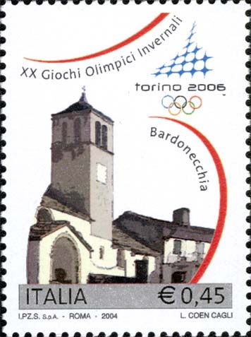 Francobollo Bardonecchia, Chiesa Parrocchiale di San Pietro Apostolo -  2004