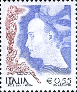 Francobollo Dipinto "S. Giorgio e la Principessa di Trebisonda" del Pisanello -  2004