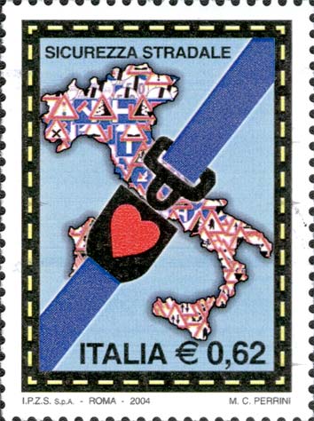 Francobollo Italia, Cintura di Sicurezza e Segnali Stradali -  2004