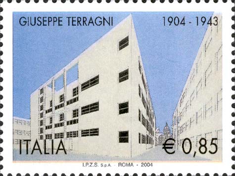 Francobollo Prospettiva dell'ex Casa del Fascio di Como -  2004