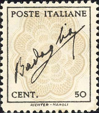 Francobollo Firma di Badoglio su Decorazione -  1944