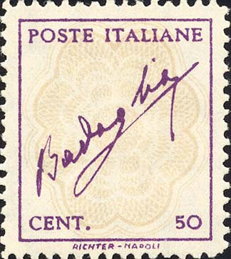 Francobollo Firma di Badoglio su Decorazione -  1944