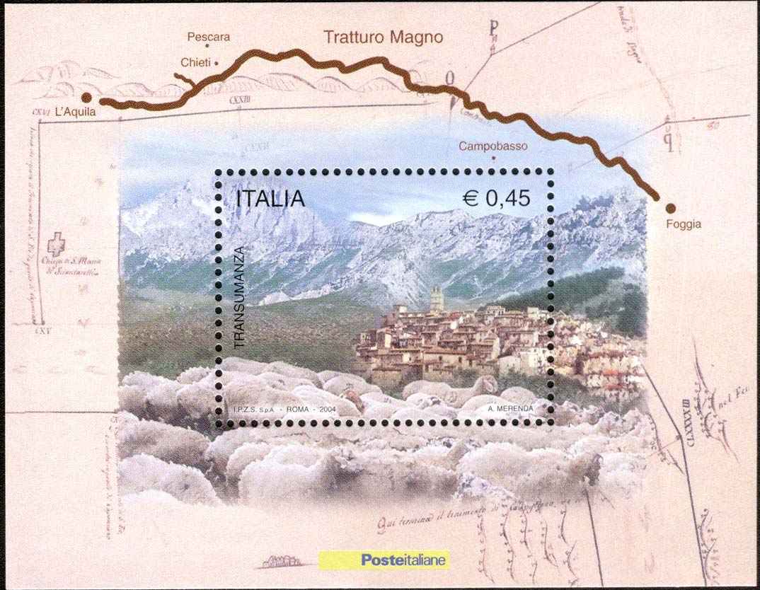 Francobollo Castel del Monte e Gregge al Pascolo (Blocco Foglietto) -  2004
