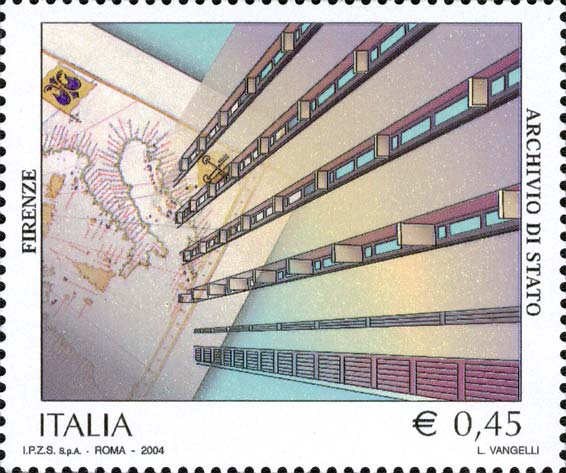 Francobollo Carta Nautica e Archivio di Firenze -  2004