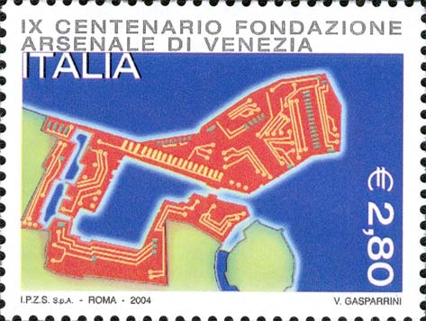 Francobollo Pianta dell'Arsenale di Venezia -  2004