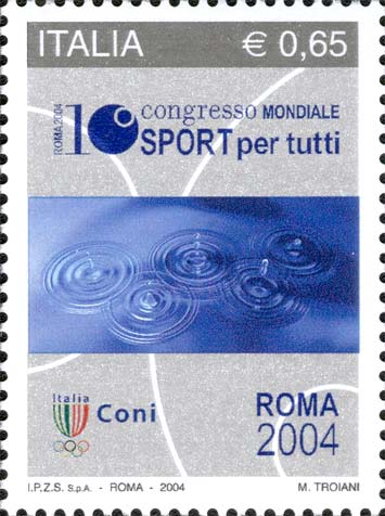 Francobollo Specchio d'Acqua con Cerchi Olimpici -  2004