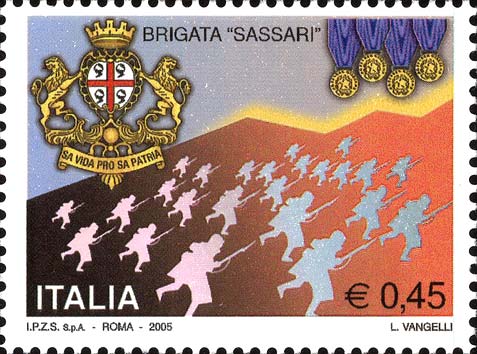 Francobollo Soldati Stilizzati e Stemma della Brigata Sassari -  2005