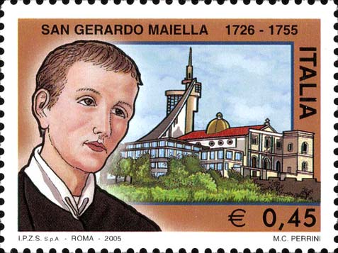 Francobollo Ritratto di San Gerardo Maiella e Santuario -  2005