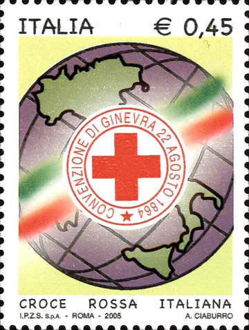 Francobollo Logo della Croce Rossa e Italia -  2005