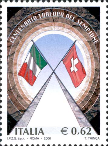 Francobollo Galleria e Bandiere d'Italia e Svizzera -  2006