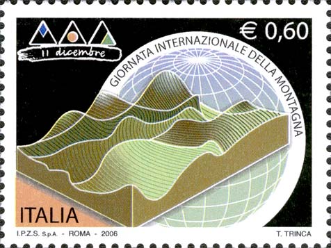 Francobollo Rilievi Tridimensionali e Globo Terrestre -  2006