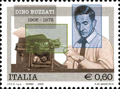 Francobollo Macchina da Scrivere e Ritratto di Dino Buzzati -  2006