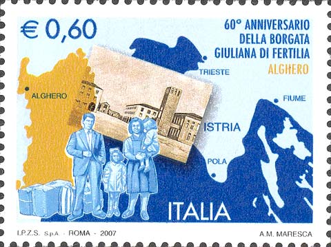 Francobollo Sardegna, Famiglia di Profughi e Cartolina di Fertilia -  2007