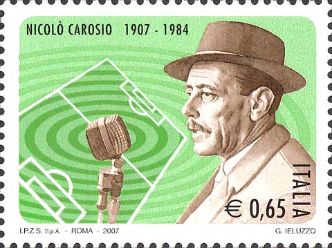 Francobollo Ritratto di Nicolò Carosio e Campo di Calcio -  2007