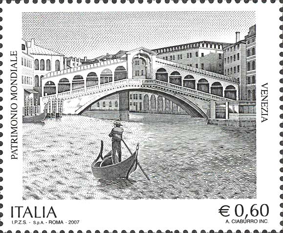 Francobollo Gondola e Ponte di Rialto -  2007