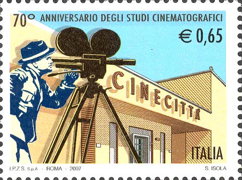 Francobollo Ingresso di Cinecittà e Macchina da Presa -  2007